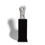 Jesper Neergaard, Tall Archangel Guardian, carved marble sculpture with base, incised 'HFCE NEERGAARD' on underside