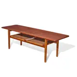 Coffee Table by Hans J. Wegner, model AT10 for Andreas Tuck, teak, oak, rattan, signed with branded mark 'MADE IN DENMARK FABRIKAT ANDR TUCK ARKITEKT HA, sold Mar 2022