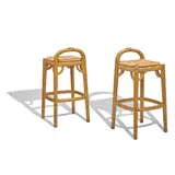 Michael Taylor, Pair of Custom "Tree Trunk" Counter Stools