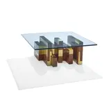 'Cityscape' Coffee Table by Paul Evans, for Directional, maple burl, brass, glass, signed 'AN ORIGINAL Paul Evans', offered Mar 2022