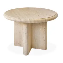 Custom Circular Table by Michael Taylor, travertine, sold Mar 2022