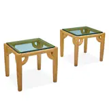 Michael Taylor, Pair of Custom "Tree Trunk" Side Tables