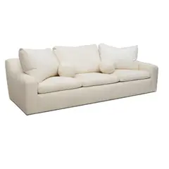 Michael Taylor, Large Custom Sofa, white ribbed cotton upholstery