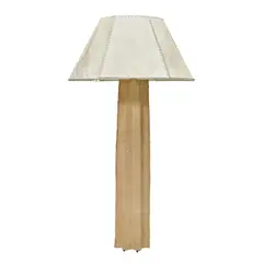 Michael Taylor, Custom Floor Lamp, reconstituted stone base, parchment and stitched leather shade