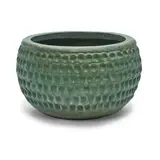 Stan Bitters, Thumbprint Pot, green glazed stoneware, apparently unsigned