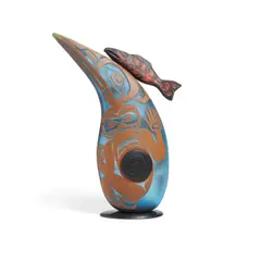 Untitled (Sculpture) by Preston Singletary, blown and sand-carved glass, incised 'Preston Singletary' and dated, sold Mar 2022