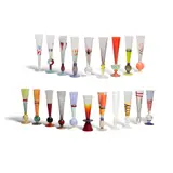 Carlo Moretti, Assorted Group of Twenty Champagne Flutes, blown glass, most etched 'Carlo Moretti'