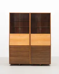 Robin Day, Two rare cocktail units, model no. 652, designed for the 'Furniture Trades Exhibition', Earl's Court, London, 1951, Sycamore, sycamore-veneered plywood, glass