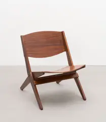 Ernest Race, 'Cormorant' folding chair, circa 1959, Mahogany-veneered plywood, teak, brass