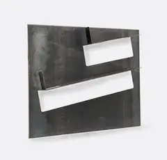 Tejo Remy, Unique wall-mounted shelving unit, designed for a private commission, Rotterdam, 1995, Patinated steel