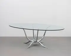 'Anemone' dining table by Mark Brazier-Jones, 1998, Cast and polished aluminium, glass, sold Oct 2022