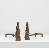 Garouste and Bonetti, Pair of 'Inspirale Espirale' andirons, designed 1988, Bronze, nickel-plated steel, patinated steel