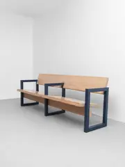 Gerrit Rietveld, Important pew, designed for the Hoeksteen Church, Uithoorn, 1963, Parana pine, painted steel
