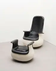Marc Held, 'Culbuto' lounge chair and ottoman, designed 1967, Fibreglass, leather upholstery