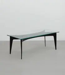 Coffee table by Gio Ponti, circa 1950, Painted wood, glass, sold Oct 2022