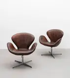 Untitled by Arne Jacobsen, Aluminium, leather upholstery, sold Oct 2022