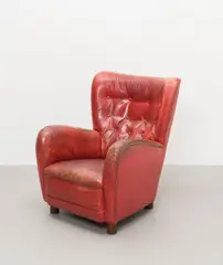 Kaj Gottlob, Armchair, designed 1937, Leather upholstery, stained beech