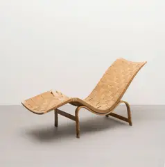Bruno Mathsson, Early 'Pernilla' lounge chair, designed circa 1936, Beech, canvas, sheepskin