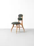 Vilhelm Lauritzen, 'Orchestra' chair, designed for the Radiohuset (National Broadcasting House), Copenhagen, designed 1942, Oak, oak-veneered wood, brass, fabric upholstery