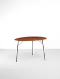 Arne Jacobsen, 'Egg' table, model no. 3603, designed 1953, produced 1970s, Teak-plywood, painted steel, rubber