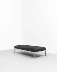 Sir Basil Spence, Bench, from Swiss Cottage Central Library, Hampstead, London, circa 1964, Steel, vinyl upholstery