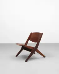 Ernest Race, 'Cormorant' folding chair, circa 1959, Mahogany-veneered plywood, teak, brass