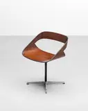 Geoffrey Harcourt, Swivel chair, model no. 130, circa 1962, Teak-veneered plywood, steel, aluminium