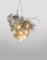 Deborah Thomas, Unique chandelier, from the 'Frozen Branch' series, 2001-2002, Glass, hand-coloured and varnished papier-mâched steel, steel wire