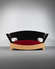 Hans Hollein, 'Mitzi' sofa, designed 1980, Poplar laminated-plywood, fabric upholstery