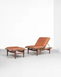 Daybed, model no. GE1, designed 1955 by Hans J. Wegner, Teak, leather and fabric cushioning, sold Apr 2022