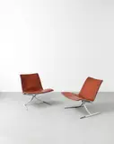 Pair of 'Skater' chairs, model no. FK 710, designed 1968 by Preben Fabricius and Jørgen Kastholm, Chromium-plated steel, leather upholstery, sold Apr 2022