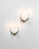 Max Ingrand, Pair of wall lights, circa 1955, Glass, brass, painted metal