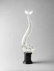 Large dolphin centrepiece by Napoleone Martinuzzi, circa 1950, Glass, coloured glass, sold Apr 2022