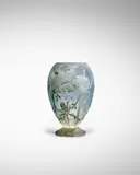Winter Thistle Vase by Cristallerie Daum, enameled and acid-etched glass, cameo mark 'Daum Nancy' with the Croix de Lorraine, sold Dec 2021