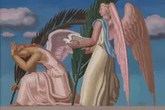 Jean Dupas, Deux Anges, gouache on card