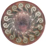 Claudius Linossier, Monumental Dish, copper dinanderie with silver inlay, with applied foot, stamped 'CL-LINOSSIER MAI 1951'