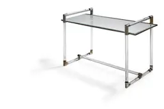Occasional Table by Jacques Adnet, chrome-plated metal, glass, offered Dec 2021