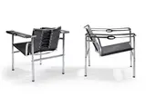 Pair of LC1 Basculants by Le Corbusier, Charlotte Perriand & Pierre Jeanneret, for Embru, springs, chromed tubular steel, later leather, offered Dec 2021