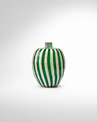 Yoichi Ohira, A Nastri Vase, blown, carved and polished clear and lattimo glass, engraved 'Yoichi Ohira m