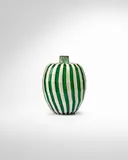 Yoichi Ohira, A Nastri Vase, blown, carved and polished clear and lattimo glass, engraved 'Yoichi Ohira m