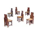 Set of Six Dining Chairs by Frank Lloyd Wright, oak, upholstered seat, offered Oct 2021