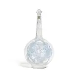 René Lalique, Aubepines Decanter, colorless glass with blue patina, etched 'R