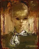 Raimonds Staprans, Untitled (Portrait of a Girl), oil on canvas