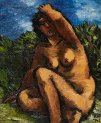 Frans Masereel, Nu dans les herbes, 1943, Öl auf Leinwand
