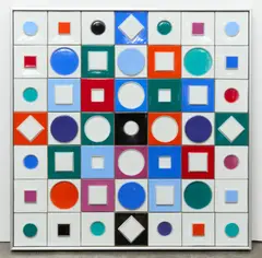 Relief by Victor Vasarely, Porzellan, farbig gefasst und glasiert. In Aluminiumrahmen, sold Jun 2022