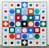 Relief by Victor Vasarely, Porzellan, farbig gefasst und glasiert. In Aluminiumrahmen, sold Jun 2022