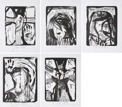 Jonathan Meese, Konvolut von 5 Lithografien, 2003, Jeweils: Lithografie auf BFK RIVES (Wasserzeichen)