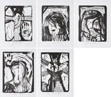 Jonathan Meese, Konvolut von 5 Lithografien, 2003, Jeweils: Lithografie auf BFK RIVES (Wasserzeichen)