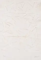 Davidstern by Günther Uecker, 1995, Prägedruck auf handgeschöpftem Bütten, sold May 2022
