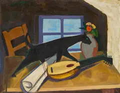 Katze by Karl Hofer, 1953, Öl auf Leinwand, sold Jun 2022
